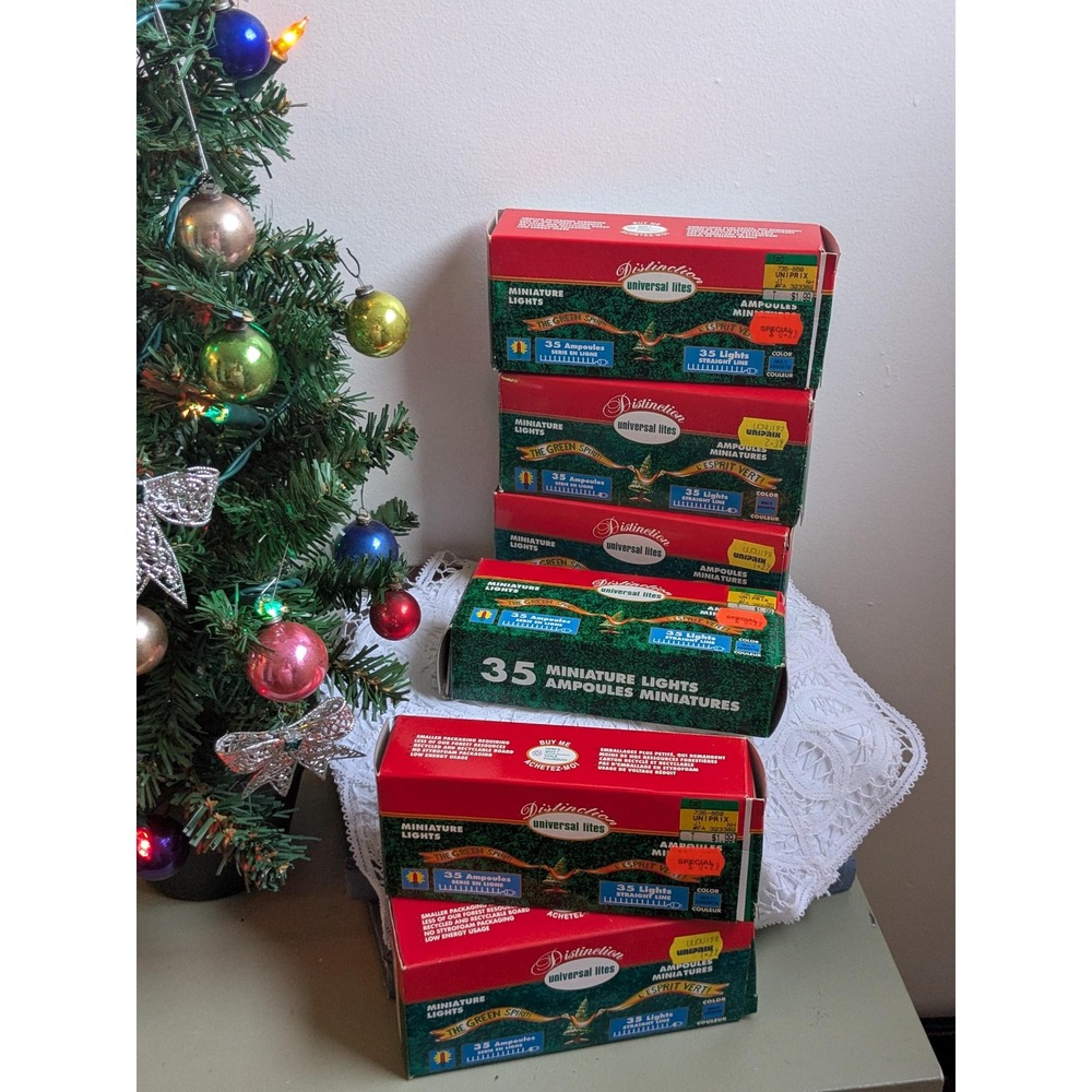 Vintage Universal Lites Christmas Lights Lot 6 Boxes 35 Mini Lights  UNTESTED